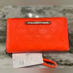 Betsey Johnson Neon Orange Skull Wallet